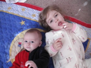 Just hanging out in their jammies.