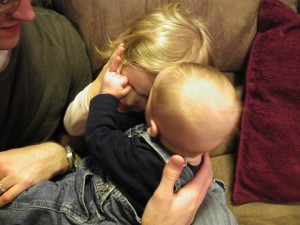 Calder: "I love you so much, Amelie! I just want to get as close as I possibly can to you!" Amelie: "No, wait! Too close! Too close! Let go of my hair!"