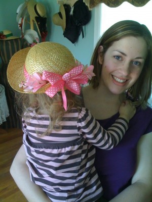 Fun at the milliner's shop.