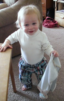 Calder loves to hold the blankie up to his face and sniff it while he sucks on his fingers.