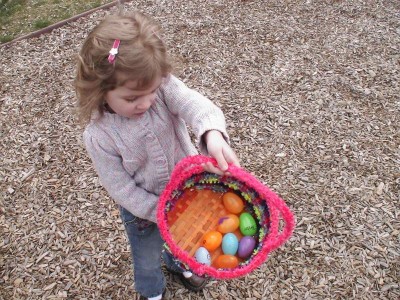 Showing off her findings.