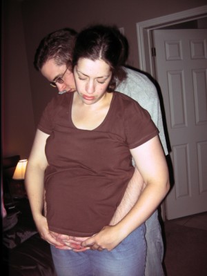 In labor with Calder.