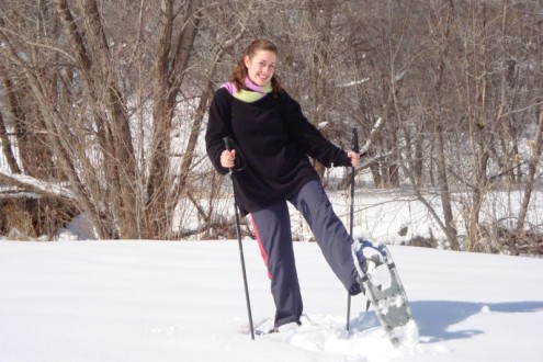 The snow kept clumping up in my clamp-ons, but other than that it was great. So wonderful to get out into the snowy woods!