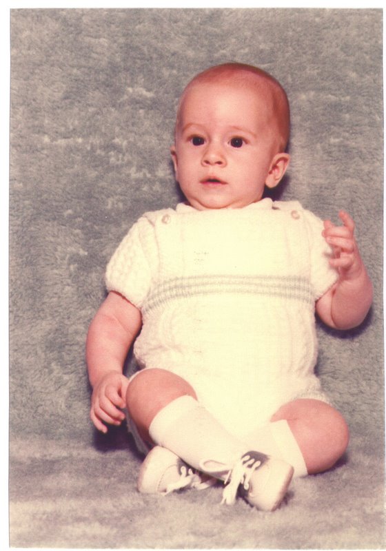 Bryce is in blessing outfit in 1981.