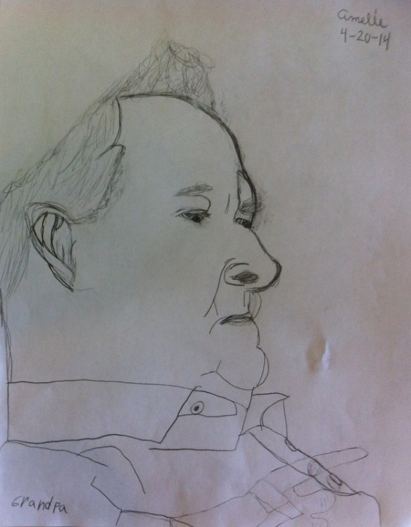 Amelie drew this picture of Grandpa Haymond back in May. I think it bears a striking resemblance to him.