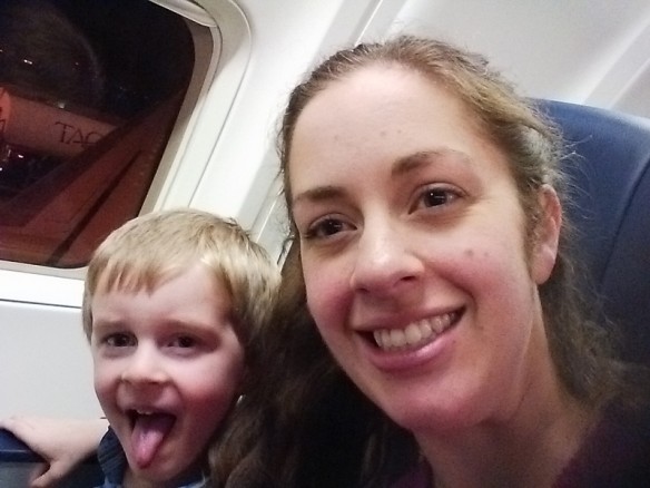 Easton was pretty excited for his first trip on an airplane. He kept saying, "Tell me when we're flying!" 