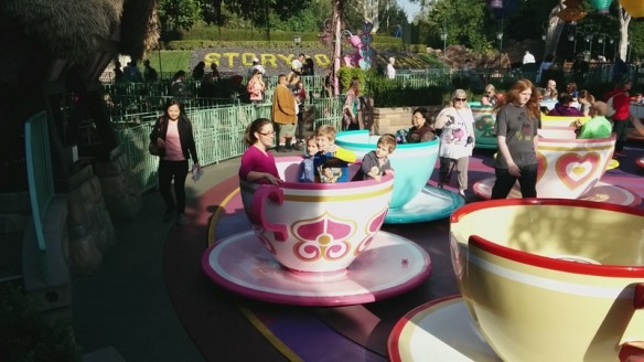 On the spinning tea cups. I was the only adult willing to go on this ride!