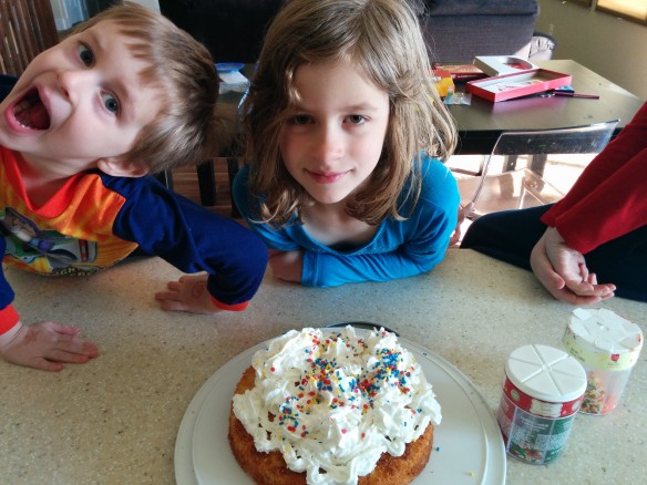 Amelie made her first cake. Turned out pretty cute and tasted good, too!