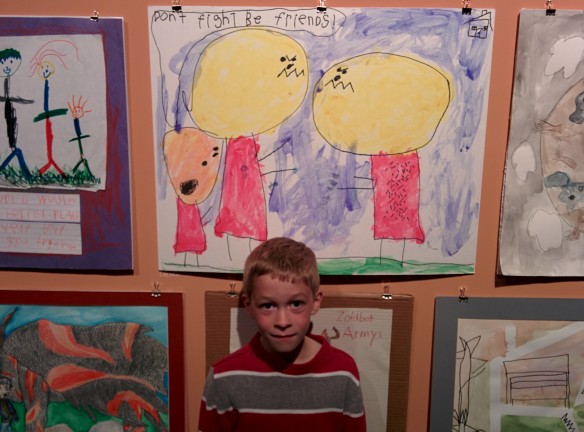 Because his art is part of the exhibit, he got a free summer pass to the museum. We got a family pass and have really enjoyed going there. Lots of hands-on science, math, art, and engineering activities.