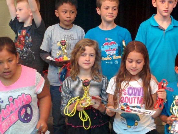 Amelie had her end-of-the-year jump rope club showcase. This picture doesn't quite capture the excitement of the event.