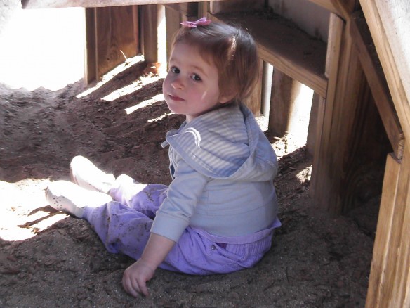 When we lived in Pleasant Grove, we used to take her to Discovery Park, a big playground with a huge sand area. 